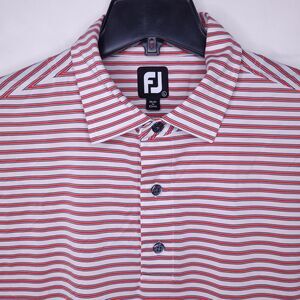 Footjoy Polo Shirt Mens Large Striped Red, White Golf Performance Activewear
